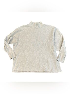 Eddie Bauer Women’s XL 100% Cotton Mock Neck Long sleeve Top Gray Casual Minimal